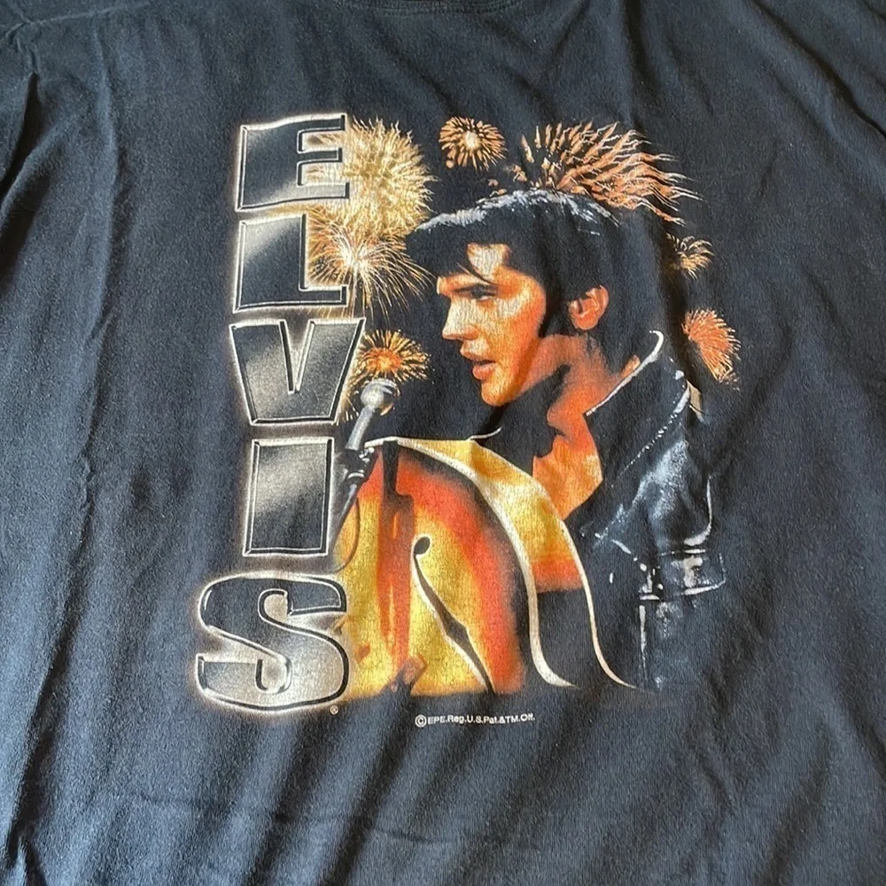 VTG Elvis Presley Tee XXL T-Shirt Black Graceland Music King Rock Merch OG Band